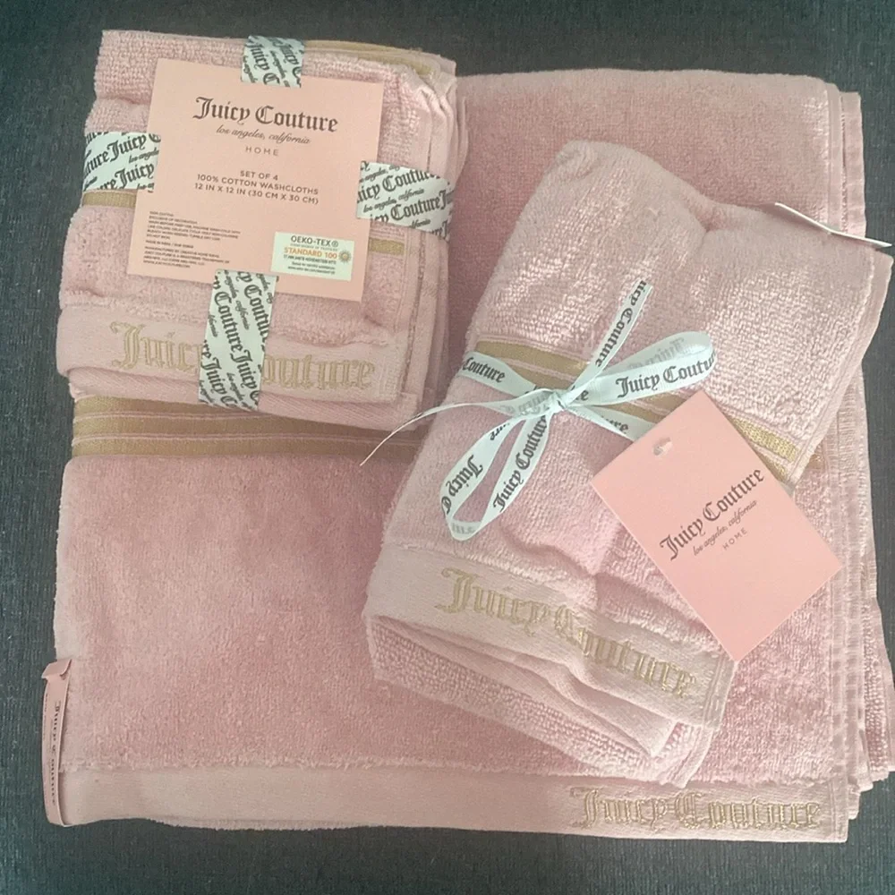 Juicy Couture Pink Gold “Juicy Couture” Bath Towel Set - 7 Piece Set